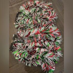 Festive Red, Green, and White Tinsel Garland